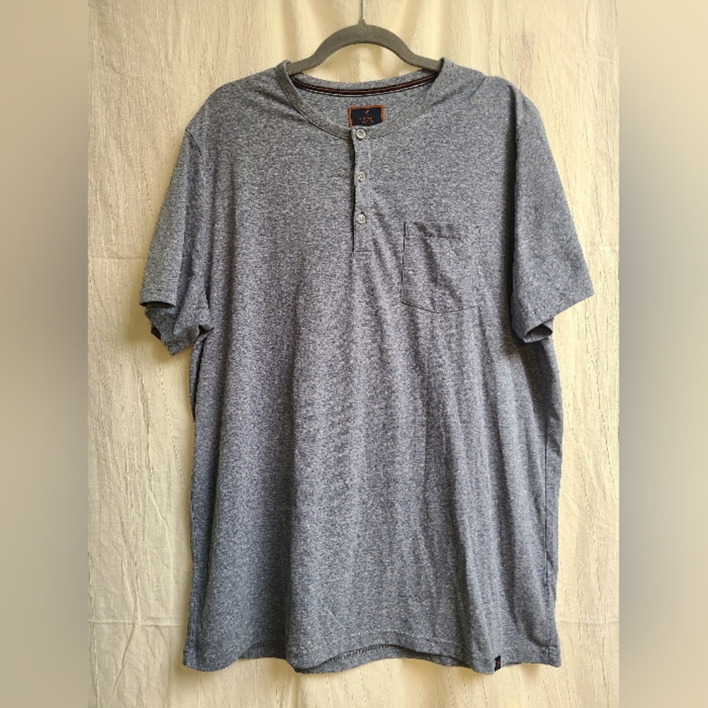 Men's Heather Gray Casual Button T-Shirt